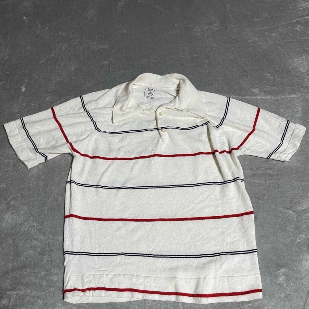 Vintage Gentry Store Shirt Mens Medium White Striped Short Sleeve Dagger Collar